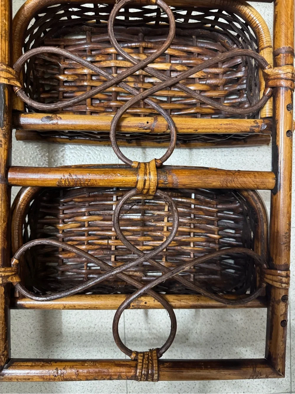 Three-Tier Woven Wall Shelf - Brown